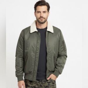 H&M Olive Bomber Jacket with Cream Collar